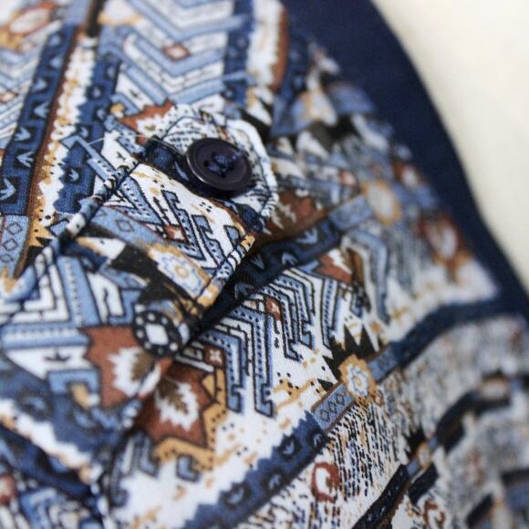 Dani Collection Colorful Patterned Blouse Top Size Medium Long/Short Sleeve - Picture 7 of 8